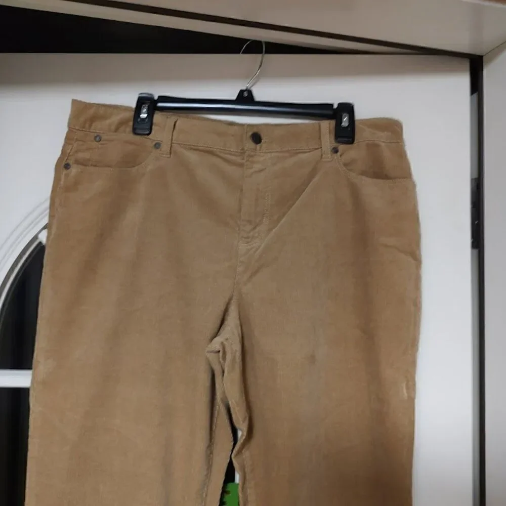 New Talbots Beige Heritage Fit Straight Leg Corduroy Pants Women's Size 16